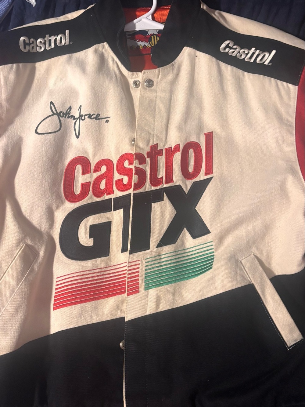 JH Collectibles Castrol GTX Racing Jacket in White, Black, Red, Green